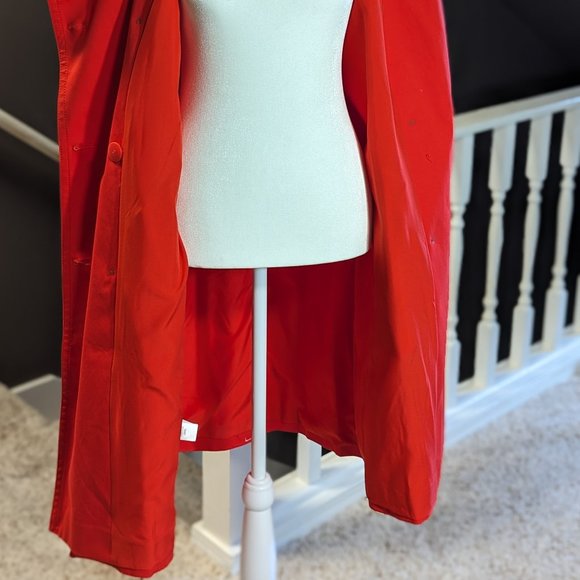 NWT Ann Taylor Petite Twill Red Trench Coat-Size M Petite - Picture 6 of 11